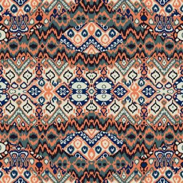 Ethnic bohemian arabesque pattern. Zigzag geometric retro abstract print. Tri Stock Illustration