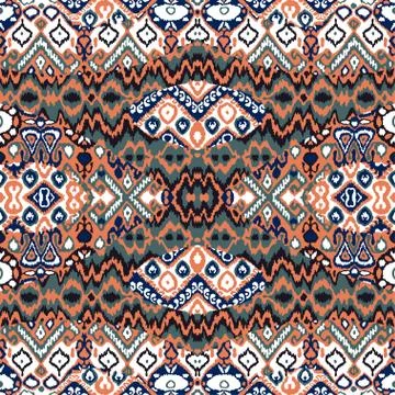 Ethnic bohemian arabesque pattern. Zigzag geometric retro abstract print. Tri Stock Illustration