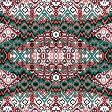 Ethnic bohemian arabesque pattern. Zigzag geometric retro abstract print. Tri Illustrazione stock