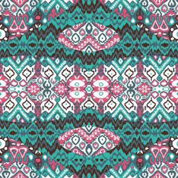 Ethnic bohemian arabesque pattern. Zigzag geometric retro abstract print. Tri Illustrazione stock