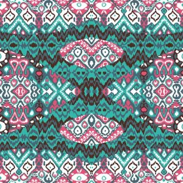 Ethnic bohemian arabesque pattern. Zigzag geometric retro abstract print. Tri 库存插图