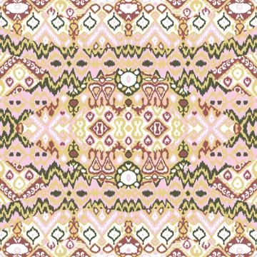 Ethnic bohemian arabesque pattern. Zigzag geometric retro abstract print. Tri Illustrazione stock