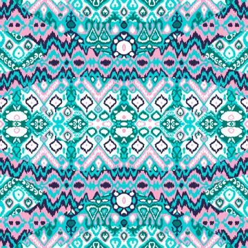 Ethnic bohemian arabesque pattern. Zigzag geometric retro abstra Illustrazione stock