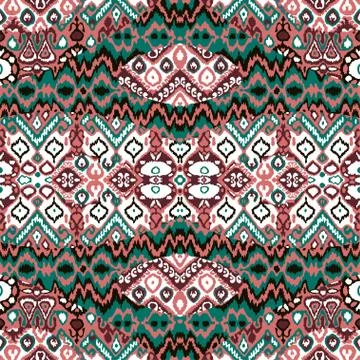 Ethnic bohemian arabesque pattern. Zigzag geometric retro abstra Stock Illustration