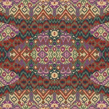 Ethnic bohemian arabesque pattern. Zigzag geometric retro abstra Stock Illustration