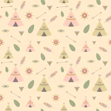 Ethnic boho seamless patterns. Vintage ornament. Vector illustration. Stock Illustration
