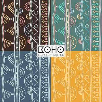 Ethnic boho seamless patterns. Vintage ornament. Vector illustration. Stock Illustration