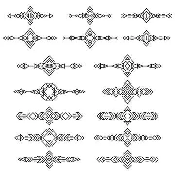 Ethnic borders set isolated on white background. Stock Illustration