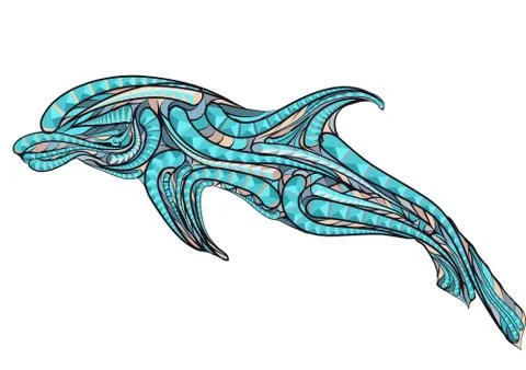 Ethnic bottlenose dolphin Stock Illustration
