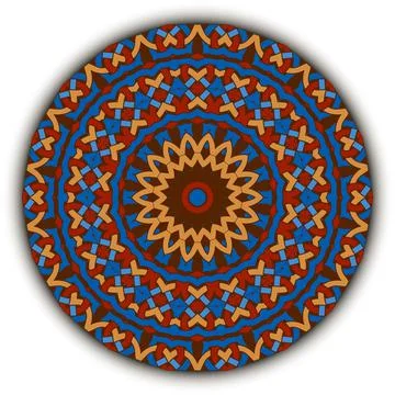 Ethnic bright round mandala pattern. Ornamental background. Vector floral bac Illustrazione stock