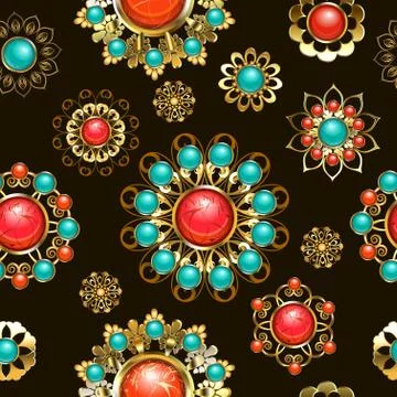 Ethnic brooches seamless pattern Stock Illustration