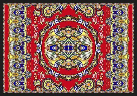 Ethnic carpet with a beautiful Eastern pattern. Fine vector detailing 스톡 일러스트