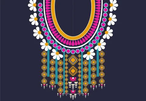 Ethnic collar neck line pattern Stock Illustration