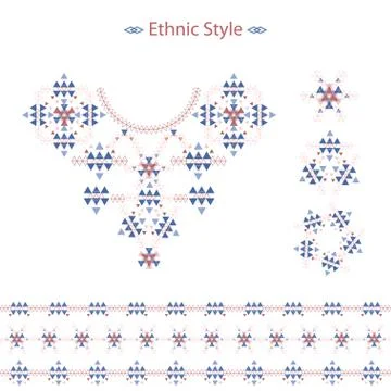 Ethnic Colorful pattern set isolated on white in vector format. . Vector flat Stock Illustration