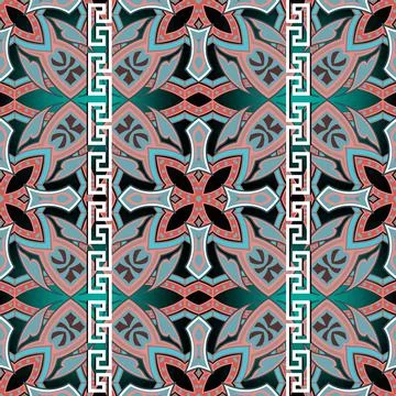 Ethnic colorful seamless pattern. Abstract vector ornamental background. Flor Stock Illustration
