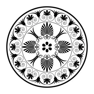 Ethnic decorative element. Decorative round frame for design with Greek key Stock-Illustration