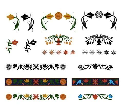 Ethnic decorative elements. The set of colorful vector design elements. Stock Illustration