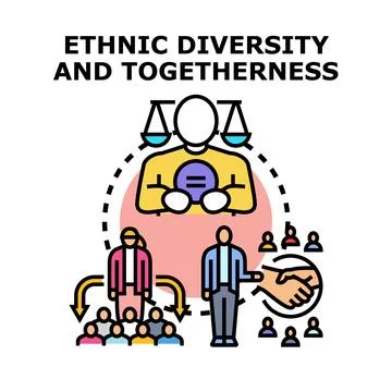 Ethnic diversity togetherness, equality, and inclusion concept Stock Illustration