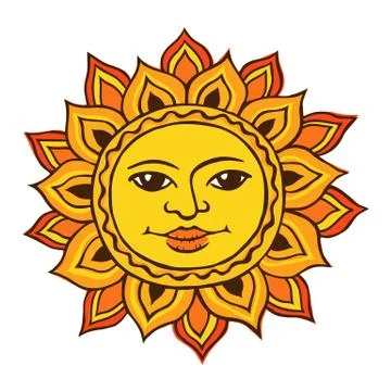 Ethnic drawing of the sun Stock Illustration