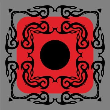 Ethnic eastern tile pattern with elegant tracery on red background Stock Illustration