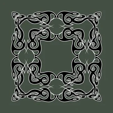 Ethnic eastern tile pattern with elegant tracery on green background Stock Illustration