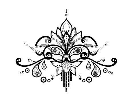 Ethnic elegant floral zentangle pattern, isolated in white background. Mehndi Stock Illustration