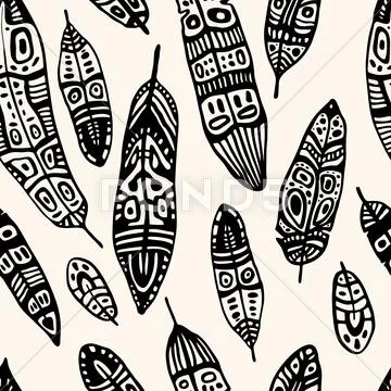 Ethnic feather. seamless background. Stock Illustration
