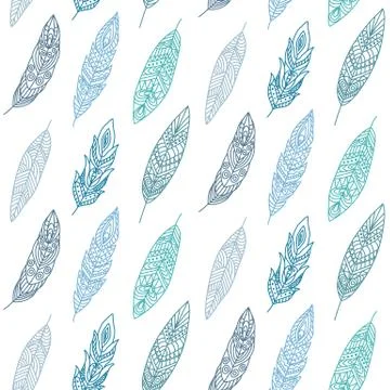 Ethnic Feathers Seamless Pattern Stock Illustration