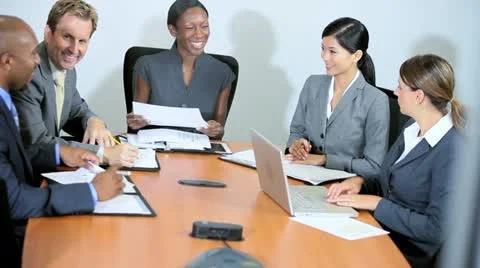 Ethnic Female Business Team Leader Meeting Stock Footage