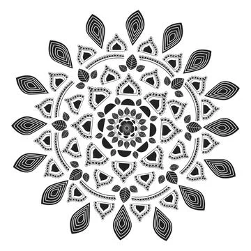 Ethnic Floral Mandala Pattern used as Mehndi, Tattoo or Anti-Stress Colorin.. Stock Illustration