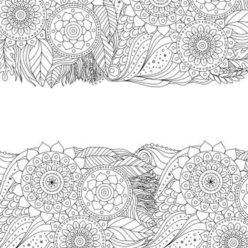 Ethnic floral pattern with mandala Stock Illustration