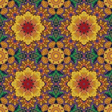 Ethnic floral seamless pattern. Abstract ornamental Stock Illustration