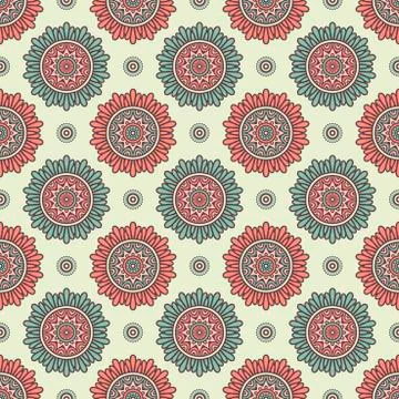 Ethnic floral seamless pattern Stock Illustration