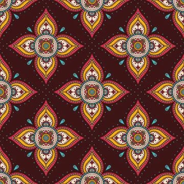 Ethnic floral seamless pattern Stock Illustration
