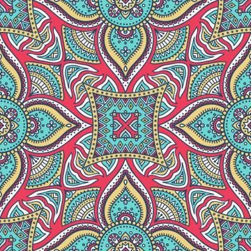 Ethnic floral seamless pattern Stock Illustration