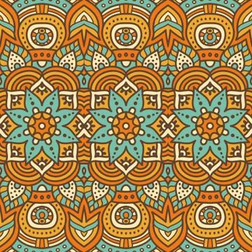 Ethnic floral seamless pattern Stock Illustration