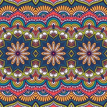 Ethnic floral seamless pattern Stock Illustration