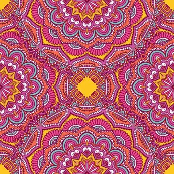 Ethnic floral seamless pattern Stock Illustration