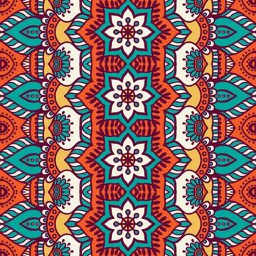 Ethnic floral seamless pattern Stock Illustration