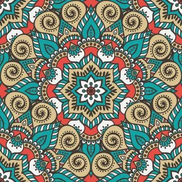 Ethnic floral seamless pattern Stock Illustration