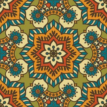 Ethnic floral seamless pattern Stock Illustration
