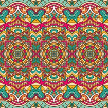 Ethnic floral seamless pattern Stock Illustration