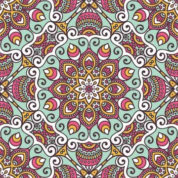 Ethnic floral seamless pattern Stock Illustration