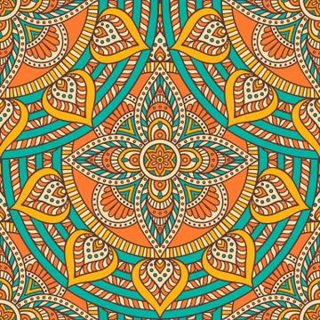 Ethnic floral seamless pattern Stock Illustration