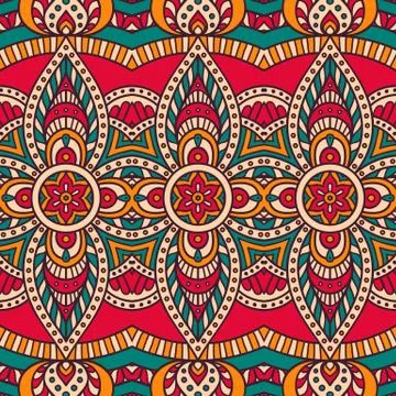 Ethnic floral seamless pattern Stock Illustration
