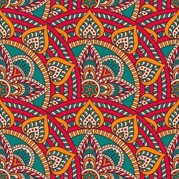 Ethnic floral seamless pattern Stock Illustration