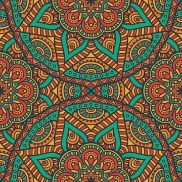 Ethnic floral seamless pattern Stock Illustration