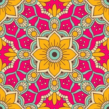 Ethnic floral seamless pattern Stock Illustration