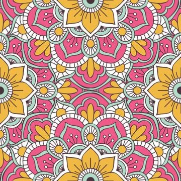 Ethnic floral seamless pattern Stock Illustration