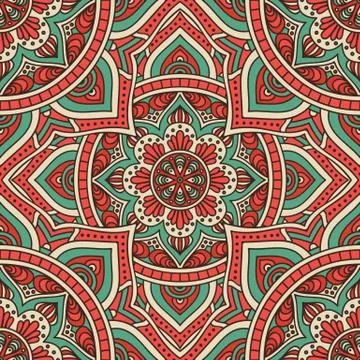 Ethnic floral seamless pattern Stock Illustration